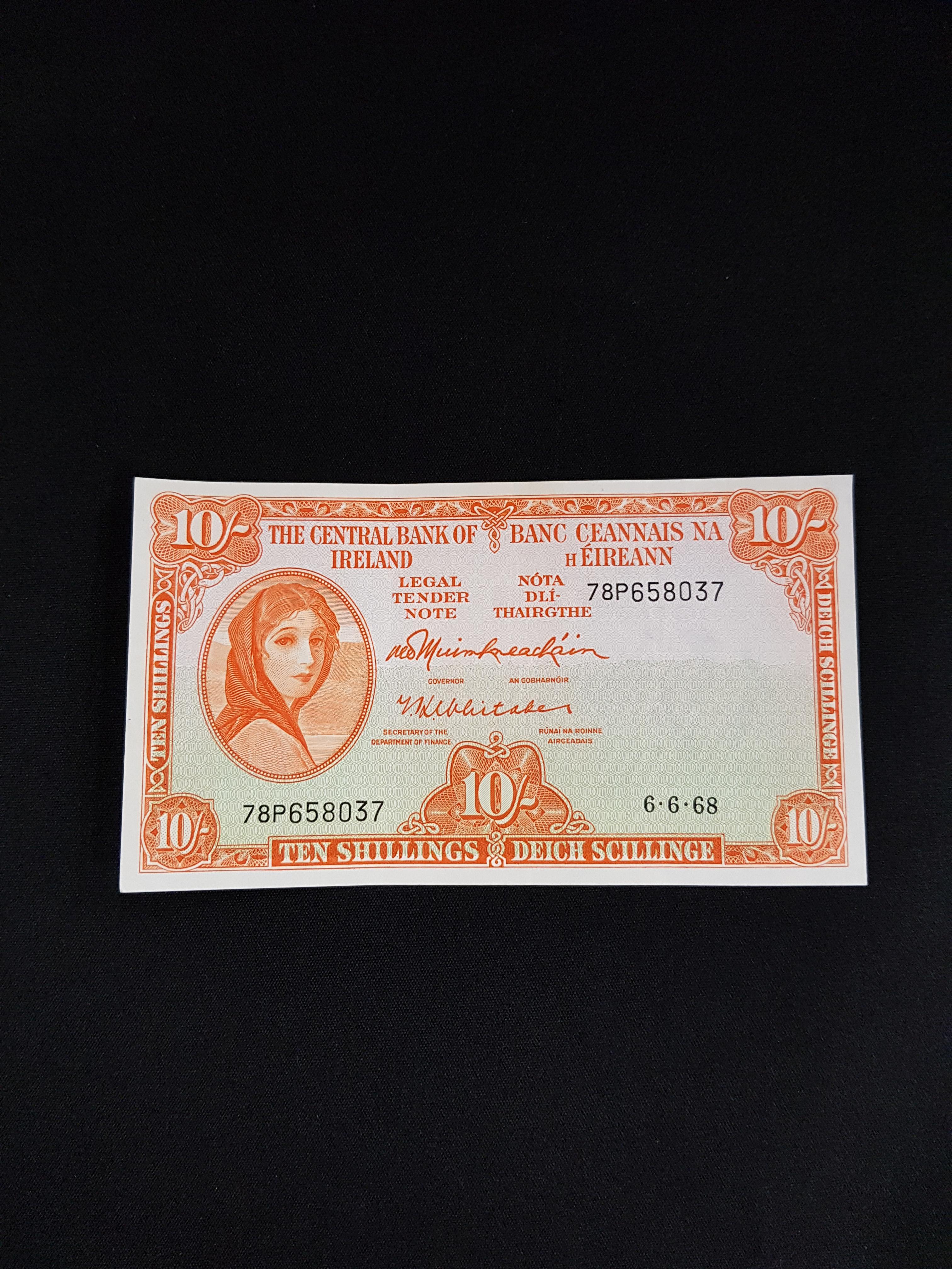 BANKNOTE - IRISH LADY LAVERY 10 SHILLINGS 6.6.68