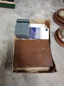 BOX LOT TO INCLUDE MAPS, TIN BOX & CUTLERY
