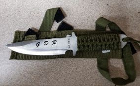 7 INCH SURVIVAL KNIFE GDR SABRE, COMPACT GDR SABRE SURVIVAL KNIFE, 7 INCHES LONG WITH PARA CORD
