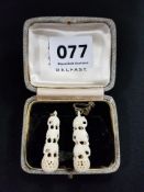 PAIR ON ANTIQUE CARVED IVORY ELEPHANT EARRINGS