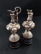 2 MINIATURE SILVER URNS