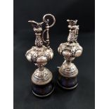 2 MINIATURE SILVER URNS