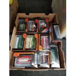 BOX LOT OF EXCLUSIVE FIRST EDITION MODEL TRAMS & BUSES