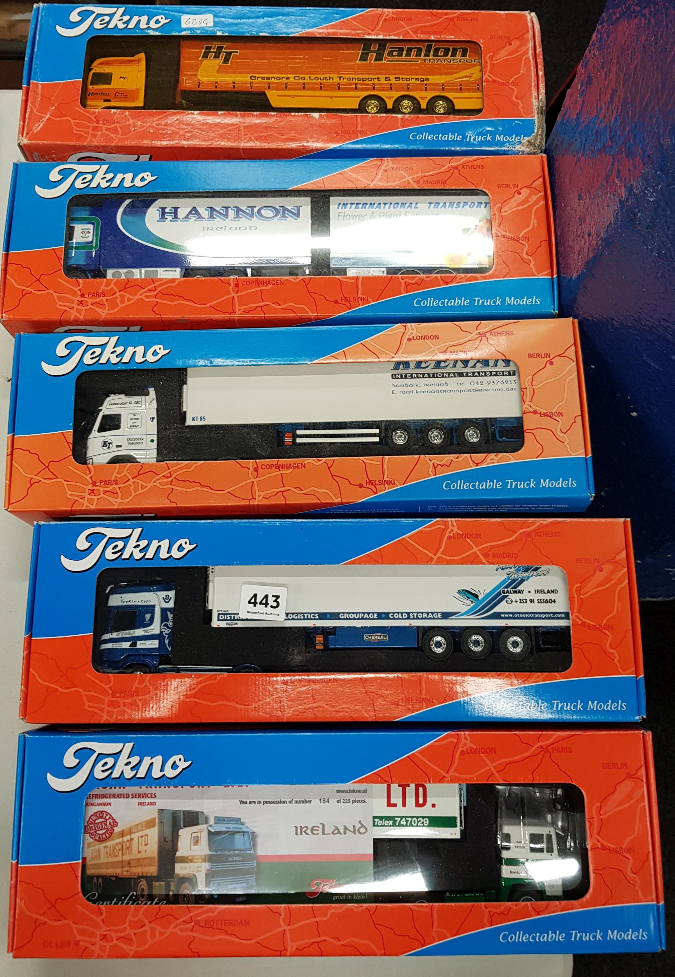 5X TEKNO MODEL TRUCKS, IRISH EDITION, BOXED