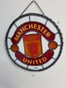 MANCHESTER UNITED FC STAINED GLASS PANEL