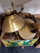 PAIR BRASS ORIENTAL EXPRESS STYLE LAMPS AND 2 OTHERS