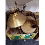 PAIR BRASS ORIENTAL EXPRESS STYLE LAMPS AND 2 OTHERS