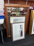 3 PRINTS & MIRROR TO INCLUDE AN ANDREW NICHOLL PRINT