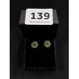 PAIR OF 9 CARAT GOLD EMERALD EARRINGS