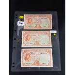 BANKNOTE - CENTRAL BANK OR IRELAND LADY LAVERY 10 SHILLINGS (X3)