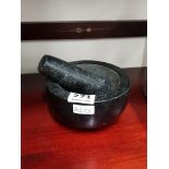 OLD MARBLE MORTAR AND PESTLE