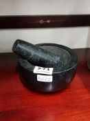 OLD MARBLE MORTAR AND PESTLE