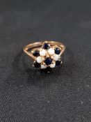 GOLD AND SAPPHIRE SEED PEARL RING