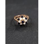 GOLD AND SAPPHIRE SEED PEARL RING