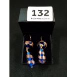 PAIR OF GOLD MOUNTED EARRINGS