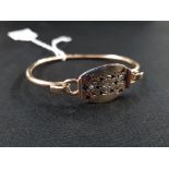 9 CARAT GOLD GARNET, SAPPHIRE AND DIAMOND LOCAL DESIGNER BANGLE 19.6G