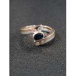 DESIGNER GOLD, SILVER, SAPPHIRE AND DIAMOND RING 7.4G