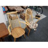 2 BLONDE OAK ERCOL CHAIRS