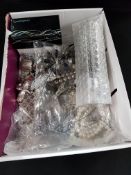 BOX OF COSTUME JEWELLERY TO INCLUDE SILVER