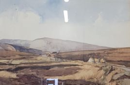 THEO J GRACEY - WATERCOLOUR - LONELY MOORS, ANTRIM UNSIGNED