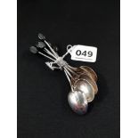 SET OF 6 SILVER COFFEE BEAN SPOONS