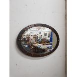 ART NOUVEAU COPPER OVAL MIRROR