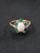GOLD EMERALD AND OPAL RING