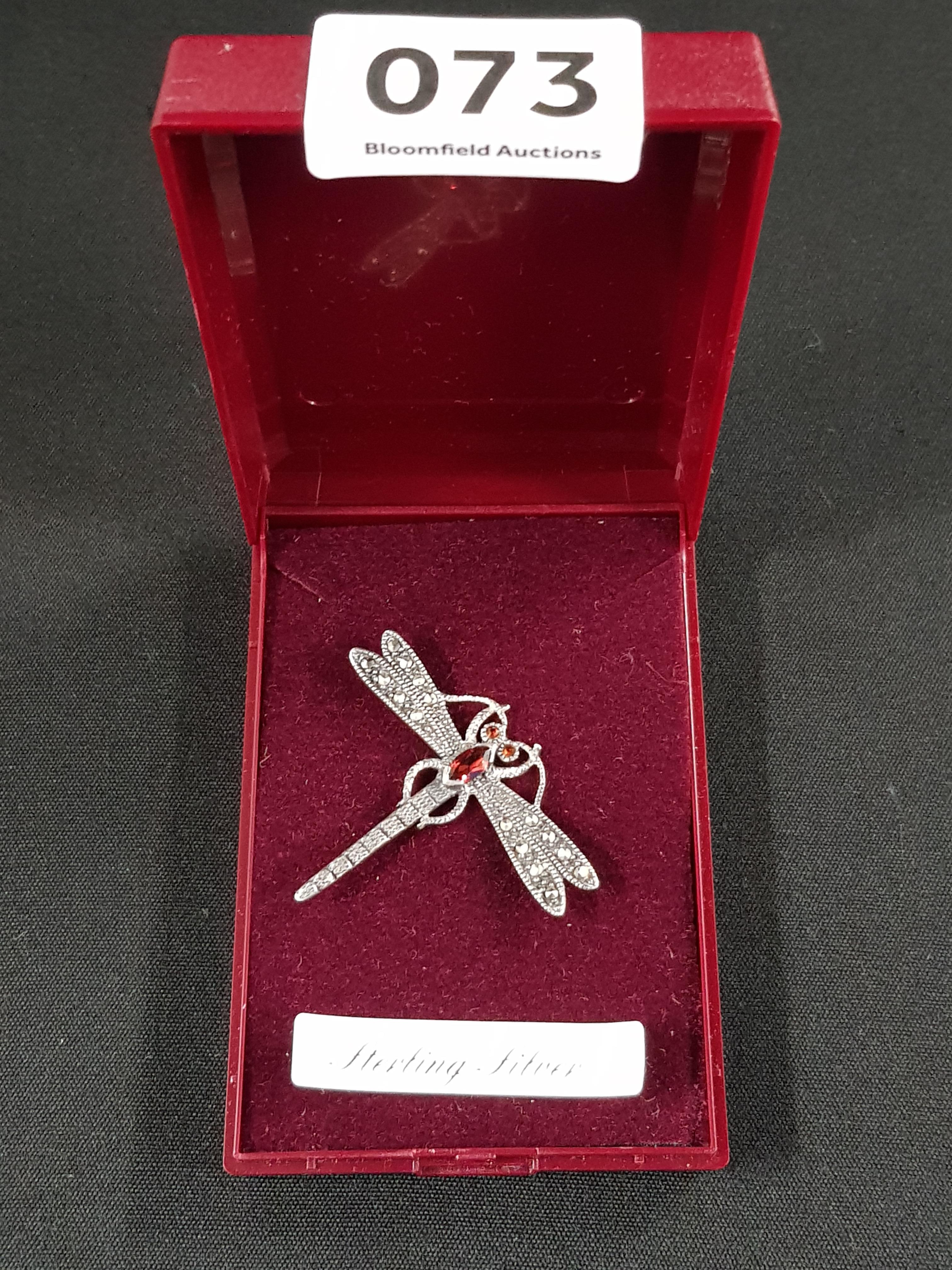 SILVER MARCASITE DRAGONFLY BROOCH