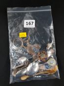 BAG OF COLLECTORS SPOONS TO INCLUDE SILVER