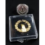 SILVER MASONIC RING AND BROOCH