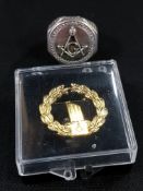 SILVER MASONIC RING AND BROOCH