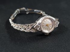 VINTAGE LADIES REGENCY SILVER TONE AND MARCASITE COCKTAIL WATCH BOXED