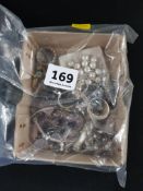 BOX OF VINTAGE AND SILVER JEWELLERY