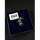 VINTAGE SILVER SWALLOW MARCASITE BROOCH