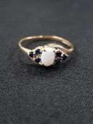 GOLD SAPPHIRE AND OPAL RING