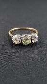 18 CARAT 3 STONE YELLOW AND WHITE DIAMOND RING APPROX 2.3 CARAT