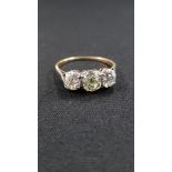 18 CARAT 3 STONE YELLOW AND WHITE DIAMOND RING APPROX 2.3 CARAT