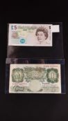 OLD BANK OF ENGLAND £1 NOTE AND BANK OF ENGLAND £5 NOTE