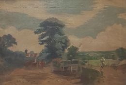 VICTORIAN OIL PAINTING MONOGRAMMED A.M.A