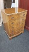 ANTIQUE BOW FRONTED 5 DRAWER CHEST