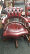 OX BLOOD LEATHER CAPTAINS CHAIR