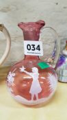 ANTIQUE RUBY MARY GREGORY JUG