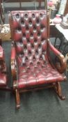 OX BLOOD LEATHER ROCKING CHAIR