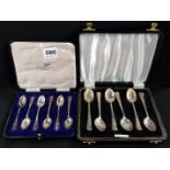 2 CASED SETS OF SILVER TEASPOONS