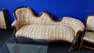 HEAVILY CARVED ROSEWOOD CHAISE LONGUE