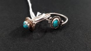 2 SILVER AND TURQUOISE RINGS