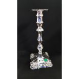 SOLID SILVER CANDLE STICK, LOADED BASE 816GMS TOTAL 30 CMS TALL