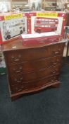 ANTIQUE BOW FRONTED 4 DRAWER CHEST
