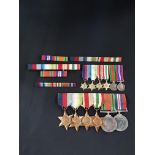 SET OF WW2 MEDALS WITH MINIATURES AND RIBBON BARS
