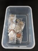 TUB OF OLD COINS TO INCLUDE SILVER